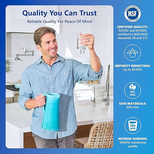 Express Water Reverse Osmosis Deionization Water Filtration System – 6 Stage RO System with Faucet and Tank – Under Sink Water Filter – with Deionization Water Filter – 100 GPD