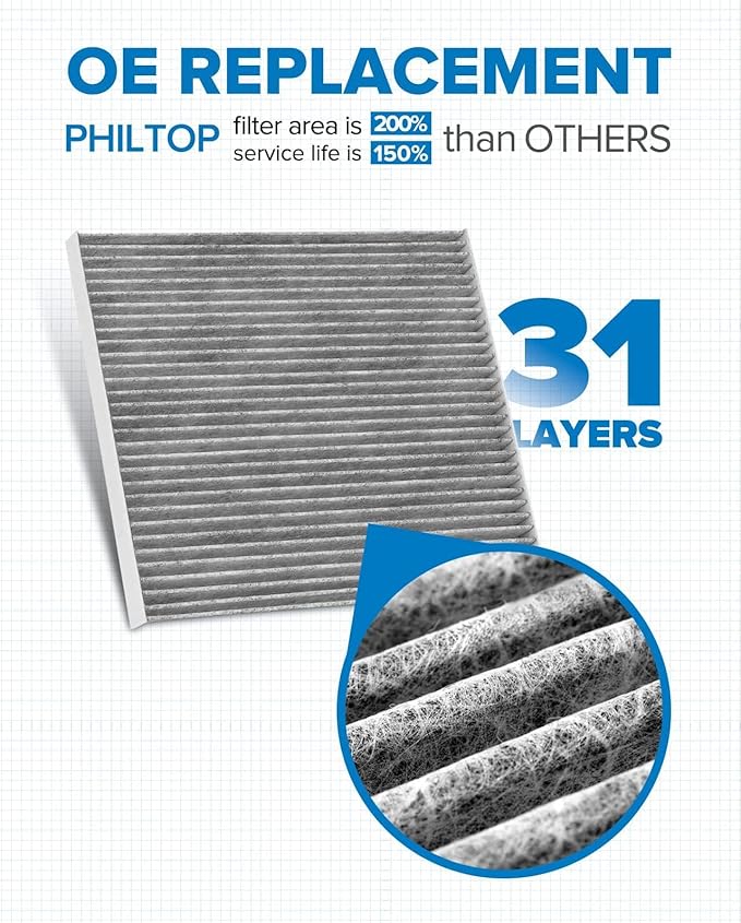 PHILTOP Cabin Air Filter w/Activated Carbon, Compatible with CF11776 Nissan Altima 2013-2018, Pathfinder 2013-2020, Murano 2015-2024, Maxima 2016-2023, INFINITI QX60 2014-2020, JX35 2013