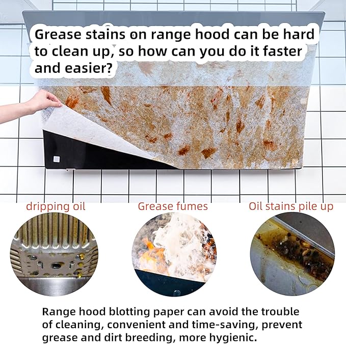 12pcs Range Hood Oil Absorbing Paper, Range Hood Filter Paper Non-woven Extractor Fan Filters Kitchen Grease and Odor Filtering Grease Filters High Temperature Oil Filter 16.93 * 17.72 inch