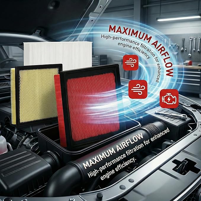 White Cabin Filter & Engine Air Filter Kit for Hyundai Tucson 2.5L L4 2026 2025 2024 2023 2022 (Except Hybrid)
