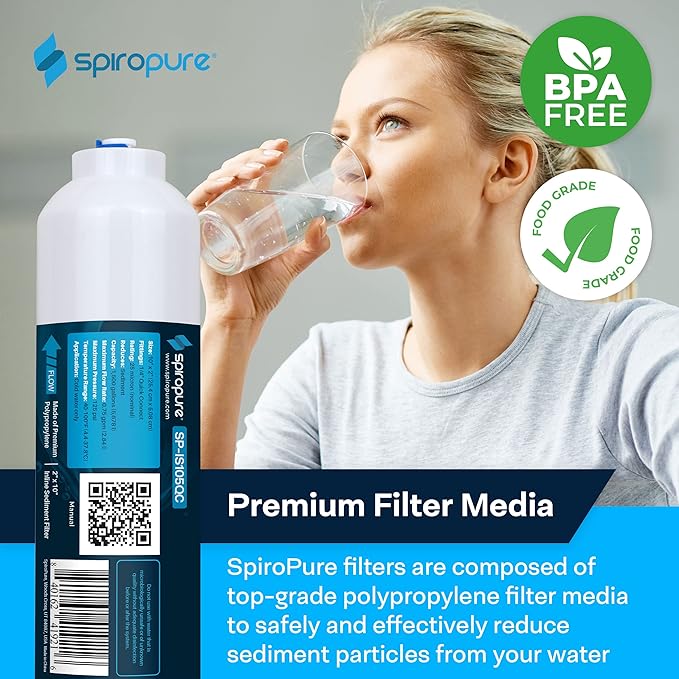 SpiroPure Inline Sediment Water Filter with 1/4" Quick-Connect, 2" x 10" (Case of 25)