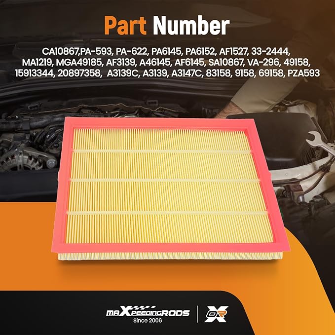 maXpeedingrods CA10867 Engine Air Filter Fits for Cadillac SRX 2.8L, 3.0L, 3.6L; for Saab 9-4X 2011 2.8L, 3.0L