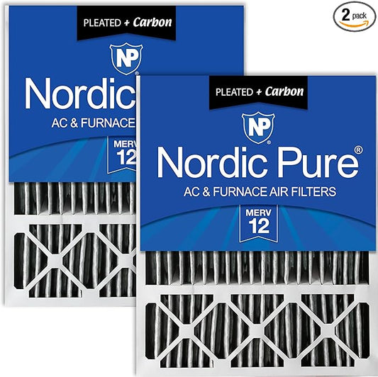 Nordic Pure 20x25x5 (19_7/8 x 24_7/8 x 4_3/8) Honeywell Replacement Air Filters MERV 12 Plus Carbon 2 Pack
