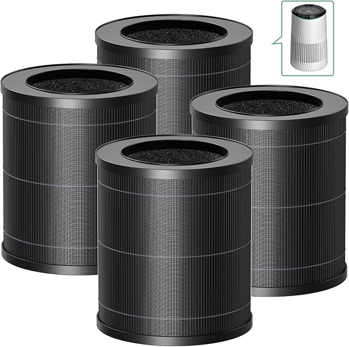 4 Pack MR2566 Filter Compatible with MERONTE & MORENTO MR2566 Air Purifier, 3-in-1 HEPA Activated Carbon Pre-Filter, Basic Version
