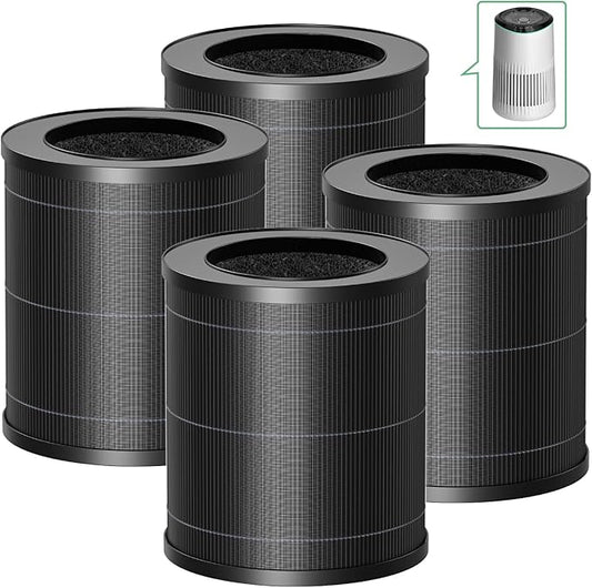 4 Pack MR2566 Filter Compatible with MERONTE & MORENTO MR2566 Air Purifier, 3-in-1 HEPA Activated Carbon Pre-Filter, Basic Version