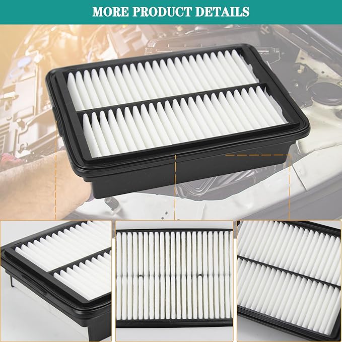 28113-F2000 Engine Air Filter - Compatible with 2017-2022 Hyundai Elantra/Elantra GT, Kona, Veloster/N, Kia Forte/Forte5, Soul 1.4L, 1.6L, 2.0L - Replaces #28113-F0000