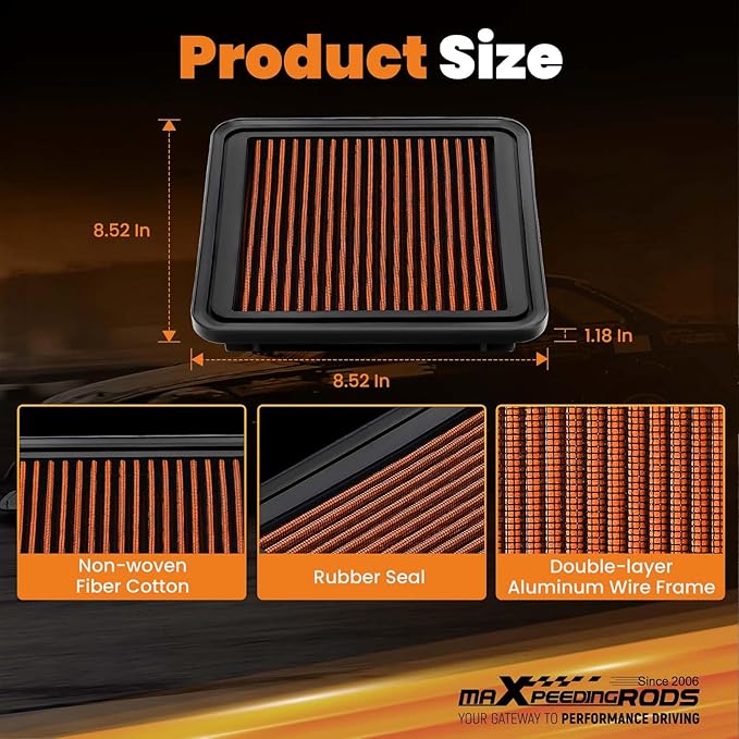 maXpeedingrods MX-2304 High Performance Engine Air Filter, Washable & Reusable Requires No Oil for Subaru WRX Forester Legacy Outback Liberty Impreza Tribeca H4/H6 1.5L 2.0L 2.5L 3.6L