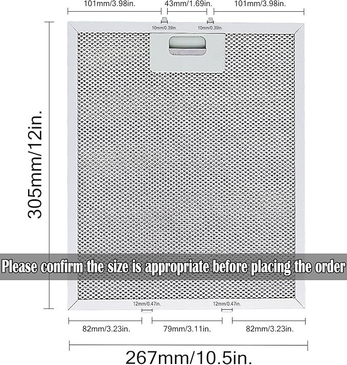 Updated Range Hood Filters 10.5 x 12 Inch W10169961A Compatible with Whirlpool Stove Hood Vent Filter by Wadoy, Replacement 3 Pack 5-Layer Aluminum Mesh Range Hood Filter Metal Slip Joints