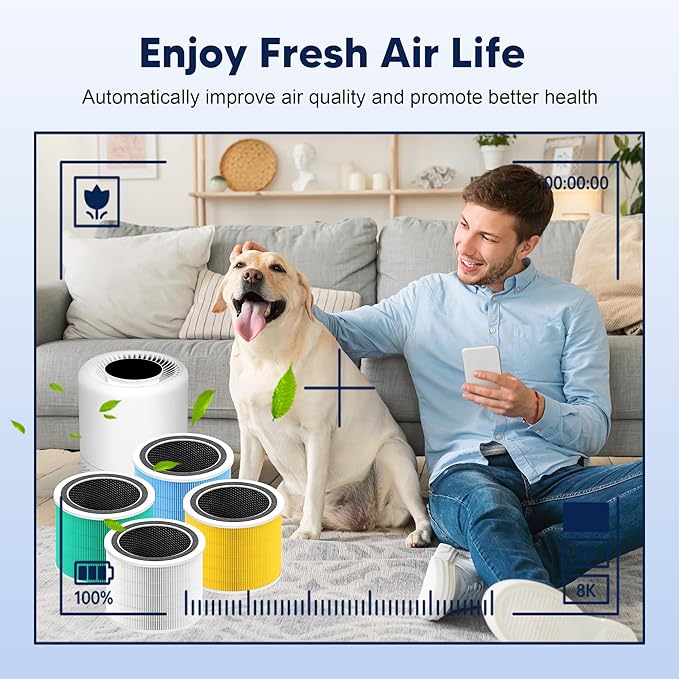 Core 200S Toxin Absorber Replacement Filter Compatible with LEVOIT Core 200S and Core 200S-P Smart WiFi Air Purifier, 3-in-1 Grade Main Filter, Core 200S-RF-TX, Green, 4 Pack