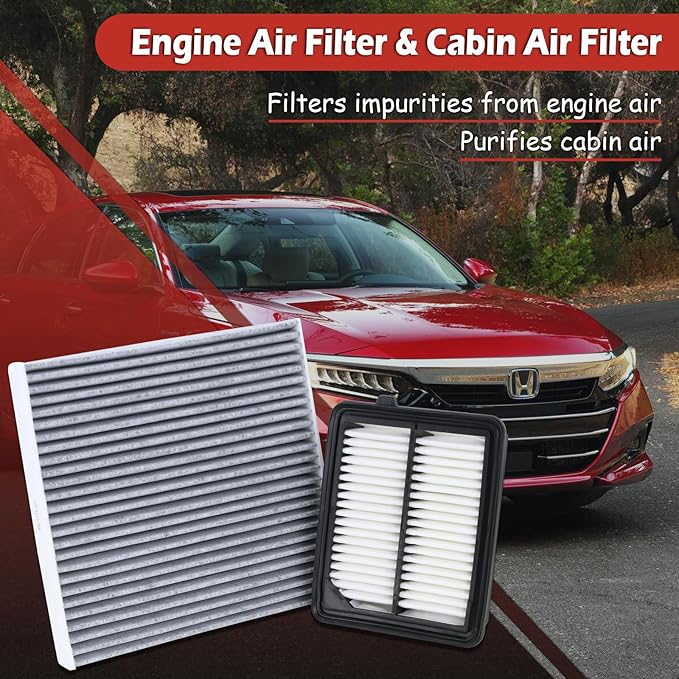 17220-5K0-A00 Engine Air Filter and 80292-SDA-A01 Cabin Air Filter kit Compatible with 2014-2015 2017-2022 Honda Accord L4 2.0L Hybrid Replaces WA10124 CA11399 CF10134 80292-SDA-407