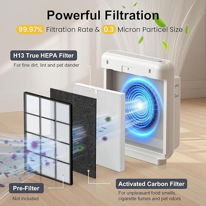 AP-1512HH Replacement Filter for Coway Airmega AP-1512HH and Airmega 200M Air Purifiers, 2 High Efficiency Filter and 6 Activated Carbon Filter, Compared to Part # 3304899