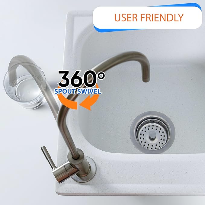Aquaboon Non-Air Gap RO Faucet Brushed Nickel - Reverse Osmosis Faucet - Drinking Water Faucet for Kitchen Sink fits Water Filtration System - Filtered Water Faucet Stainless Steel - Beverage Faucet