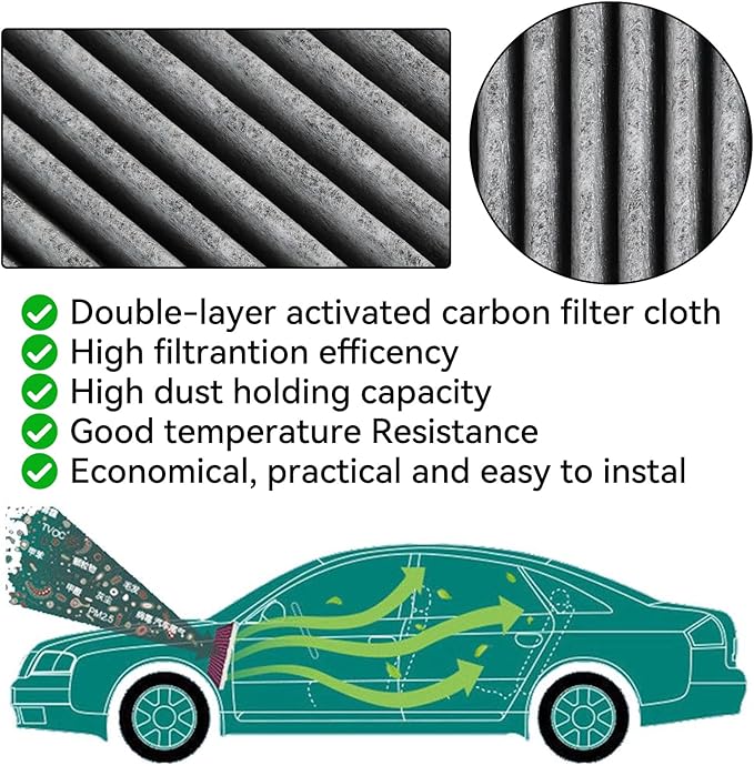 27277-6RC0A Cabin Air Filter Automotive Replacemant Compatible with Nissan Rogue 2021-2023,Pathfinder 2022-2023 Replace 27277-5NA1A,27277-6CA1A,CF12552
