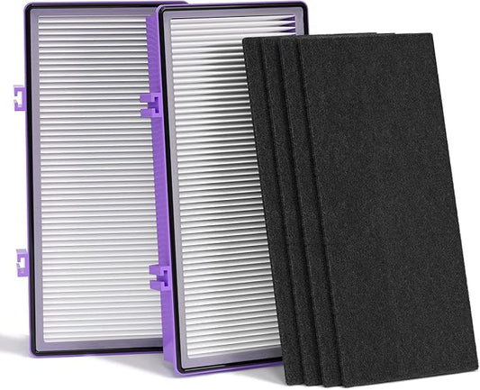 Leemone Aer1 Filter Replacement for Holmes Air Purifiers, 2 True HEPA Filters + 4 Carbon Booster Filters, HAPF300AP-U4