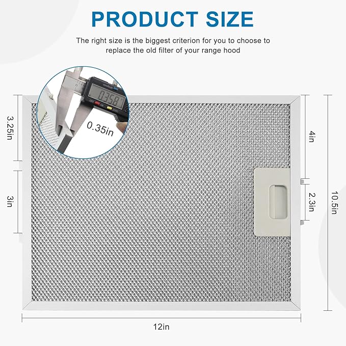 2 Pack W10169961A Hood Vent Grease Filter 10.5" X 12" Microwave Grease Filter With 3-Layer Aluminum Mesh Compatible with Whirlpool, Jenn.Air Range Hoods Replaces W10875058 W11245983 by AMI PARTS