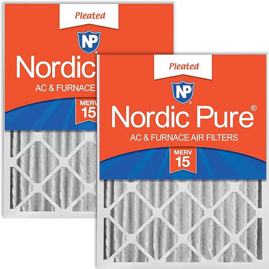 Nordic Pure 20x25x4 (Actual Size: 19 1/2 x 24 1/2 x 3 5/8) Pleated MERV 15 Air Filters 2 Pack