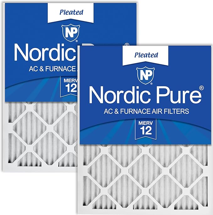 Nordic Pure 14x25x1 (Actual Size: 13 1/2 x 24 1/2 x 3/4) Pleated MERV 12 Air Filters 2 Pack