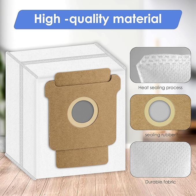 (4 Pack) 104 Dust Bags for iRobot Combo 2 Essential Robot Vacuum Q0520 Y0140, Plus 405 Combo, Plus 505 Combo, 105 Vac, Max 705 Vac, 105 Combo Robot Vacuum Bags, Disposal Bag Accessories
