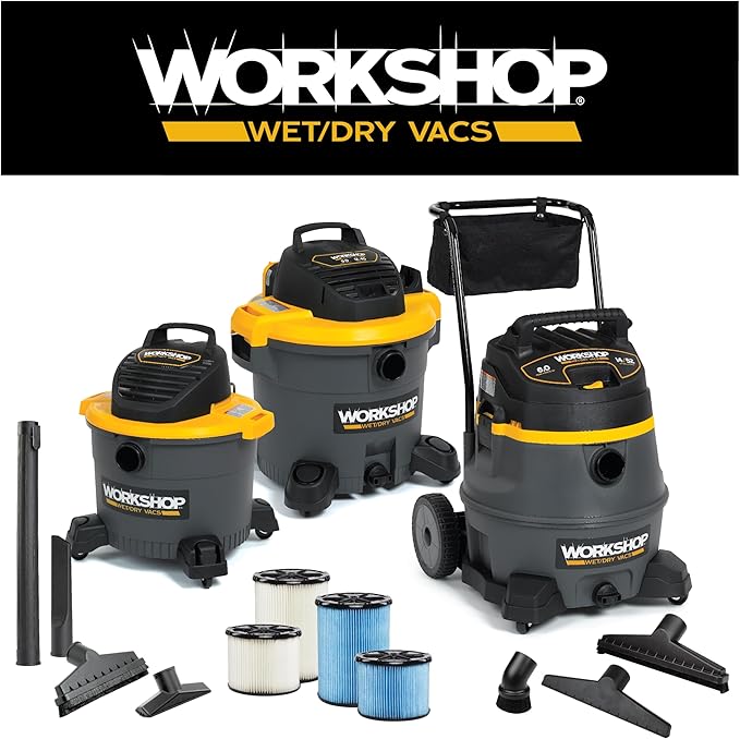 WORKSHOP Wet/Dry Vacs Vacuum Filters WS13045F2 Genuine Replacement HEPA Media Filters (2-Pack) for WORKSHOP Branded 3-Gallon to 4.5-Gallon Wet Dry Shop Vacuum Cleaners