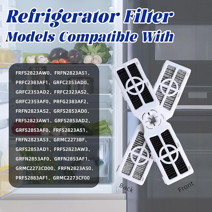 4 Pack Refrigerator Air Filter Replacement, Compatible with Frigidaire FRGPAAF2 PureAir AF-2 RAF-2, including FRFC2323AS, FRFC232LAF, FRFC233LAF, FRFG2323AF, FRFN2823AS