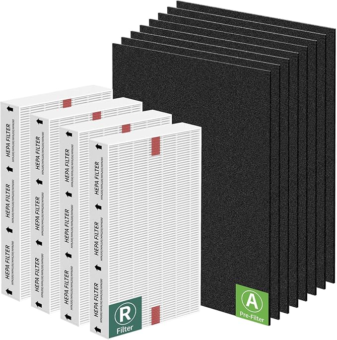 HPA200 HEPA Filter Replacement Compatible with Honeywell HPA200 HRF-ARVP200 Series Air Purifier HPA200, HPA201, HA202, HPA204, HPA250, HPA5200, 4 HEPA R + 8 Activated Carbon Pre-Filters A
