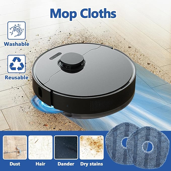 24 Pack X10 Pro Omni Replacement Parts for Eufy X10 Pro Omni Robotic Vacuum Cleaner Accessories Kit, 2 Roller Brushes, 4 HEPA Filters, 8 Mop Cloths, 8 Side Brushes, 2 Cleaning Brushes