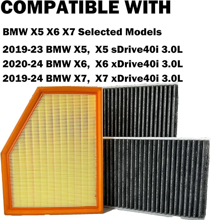 Engine Cabin Air Filters Compatible with BMW X5 X7 X6 BMW5 530i 540i 530e 740i 745e 745Le xDrive 840i Gran Coupe xDrive BMW Engine Cab AC Air Filtration 13718577170 64119366401 64115A1BDB6