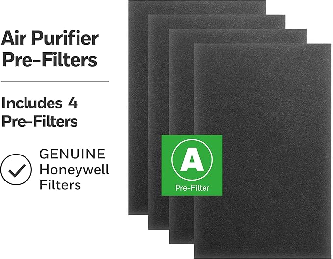Honeywell HRF-A200 Air Purifier Pre Kit Filter, 4 Count (Pack of 1)- Allergen Air Filter Targets Dust, VOC, Pet, Kitchen, and Wildfire/Smoke Odors