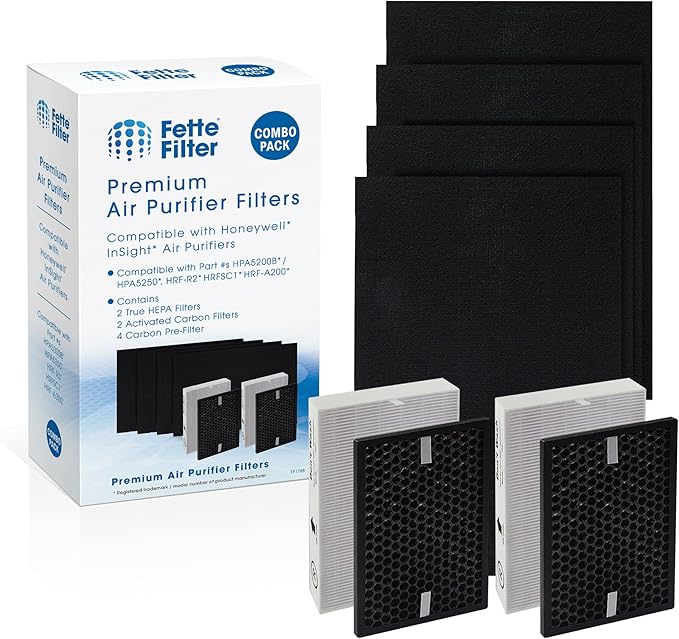 Fette Filter - HPA5200B / HPA5250 Air Purifier Replacement HEPA Filter Kit Compatible with Honeywell InSight Air Purifiers Model # HPA5200B / HPA5250, Part # HRF-R, HRFSC1, HRF-A200