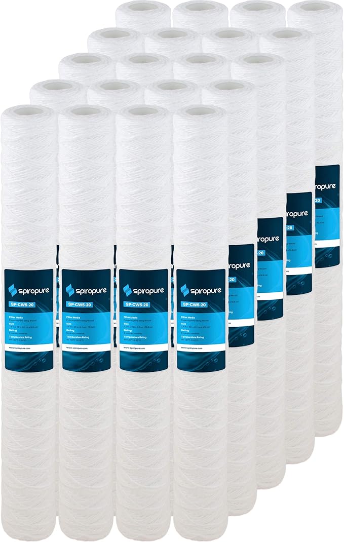 SpiroPure SP-CW5-20 20x2.5 5 Micron String-Wound Polypropylene Sediment Water Filter Cartridge SWC-25-2005 (Case of 20)