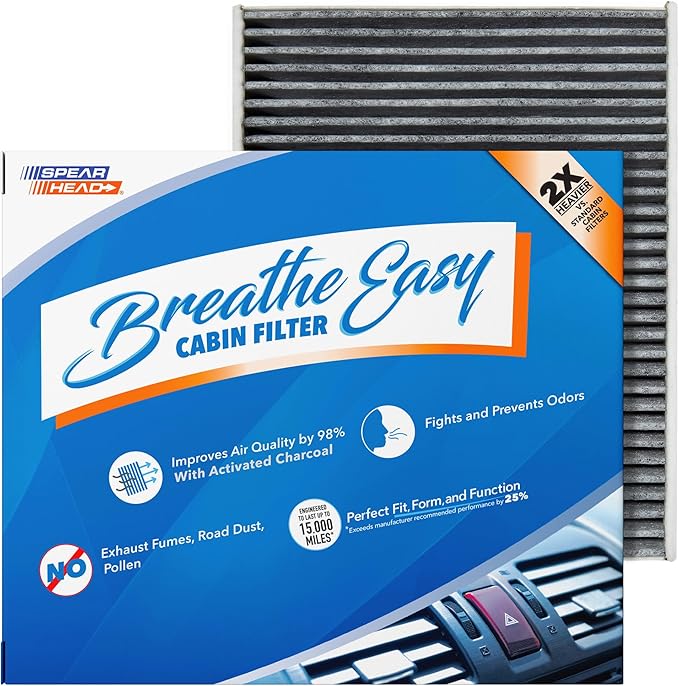 Spearhead Odor Defense Breathe Easy AC & Heater Cabin Filter | Fits Select 2013-2025 BMW 2/3/4 Series, M Series, 911, Boxster, Cayman Like OEM | Up to 25% Longer Lasting w/Activated Carbon (BE-472)