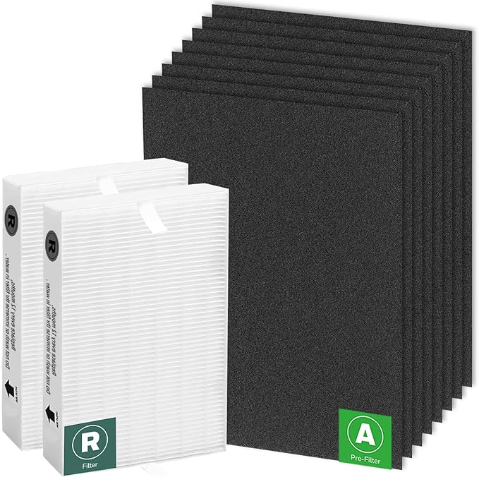 APPLIANCEMATES HPA100 Replacement Filters for Honeywell HRF-ARVP100 Series Air Purifier HPA094 HPA101 HPA104 HPA105 HPA106 HPA3100 HPA5100 and HPA5150, 2 R and 4 Carbon Pre-Cut Pre-Filters A