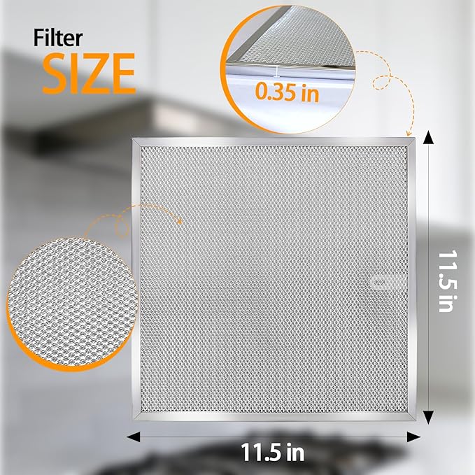 Range Hood Filter 11.5x11.5 Inches - S99010467 Replacement - 1 Pack Aluminum Mesh Grease Filters for BXT1 & AR1 Series - Easy Clean Kitchen Exhaust Fan Filter