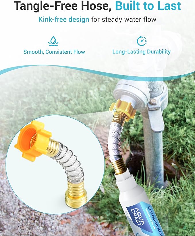 AQUA CREST Inline Water Filter, Dedicated for Car Washing, Window & Yard Cleaning, Effectively Reduce Hard Water Spots, Soften Water, Upgraded Formula, 2 Pack with Hose Protector