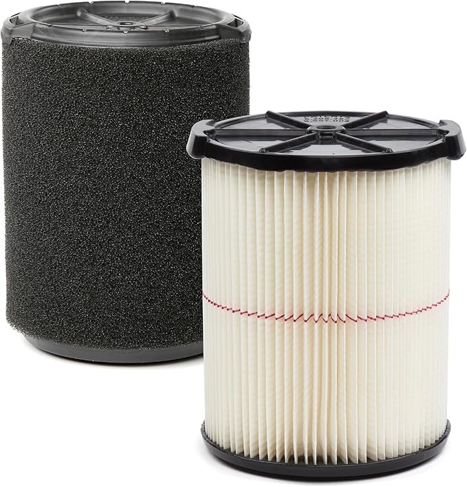 CRAFTSMAN CMXZVBE38779 Genuine General Purpose and Wet Application Wet Dry Vac Replacement Vacuum Filters for Most 5 to 20 Gallon CRAFTSMAN Shop Vacuums, Easy Installation, Liquid and Dry Pick-ups