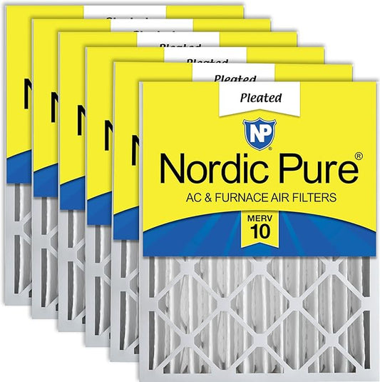 Nordic Pure 20x25x4 (Actual Size: 19 1/2 x 24 1/2 x 3 5/8) Pleated MERV 10 Air Filters 6 Pack