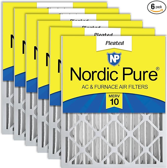Nordic Pure 20x24x4 (Actual Size: 19 3/8 x 23 3/8 x 3 5/8) Pleated MERV 10 Air Filters 6 Pack