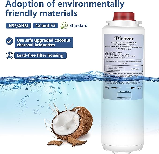 51300C Filters 9", Replacement for Elkay 51300C EWF3000 Filter NSF/ANSI 42 Certified, Compatible with Ezh2o Filter Replacement Bottle Stations,High Capacity 51300C 3000 Gallon(No Chip)Pack of 2