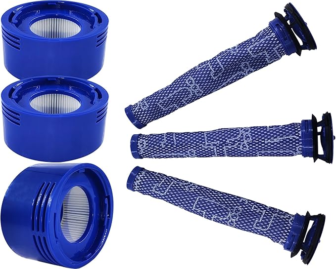 V8 Filter Replacement Kit for Dyson V7 V8 Vacuums, with Pinch Pre-Filter, Compare to Part 967478-01 & 965661-01, 6 Pack
