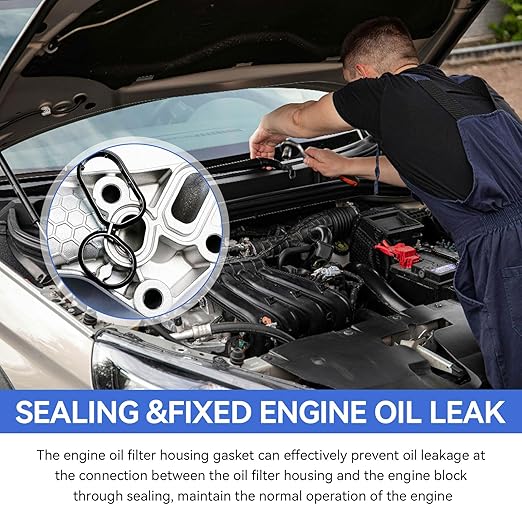 26345-3LAA0 Engine Oil Filter Housing Gasket Compatible with 2018-2020 Kia, Sedona 2019-2021, Cadenza 2017-2020 3.3L, Telluride 2020-2024 3.8L, Hyundai Genesis Palisade 3.8L Engine