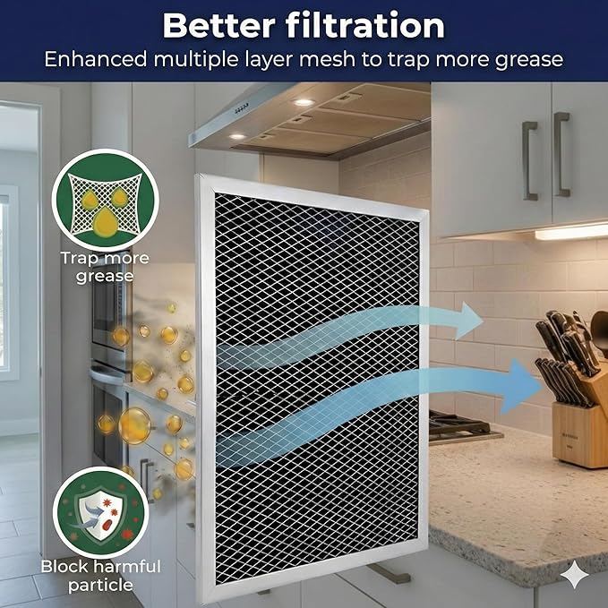 97007696 Range Hood Charcoal Filter Compatible with OEM Part# Whirlpool W10355450 Broan Nutone 6105C 41F 413023 41000 46000 11000 4341999 4378581 1172266 5-3082 51113711 (8.75 x 10.5) in