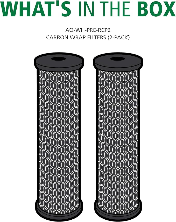 AO Smith 2.5"x10" 5 Micron Carbon Wrap Sediment Water Filter Replacement Cartridge - 2 Pack - For Whole House Filtration Systems - AO-WH-PRE-RCP2