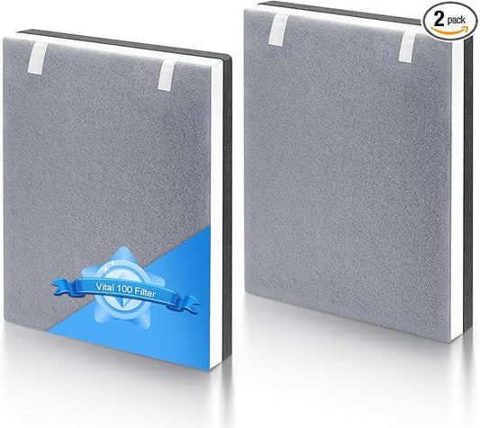 2 Pack Vital 100 Replacement Filter for LEVOIT Air Purifier,3-in-1 HEPA and Activated Carbon Filter, Part Number Vital 100-RF