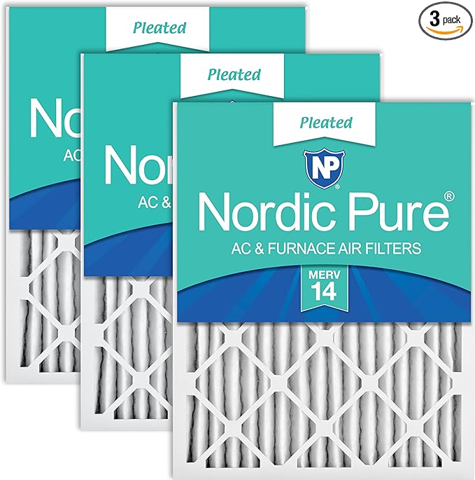 Nordic Pure 20x30x2 (Actual Size: 19 3/4 x 29 3/4 x 1 3/4) Pleated MERV 14 Air Filters 3 Pack