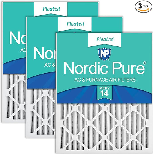 Nordic Pure 16x24x2 (Actual Size: 15 1/2 x 23 1/2 x 1 3/4) Pleated MERV 14 Air Filters 3 Pack
