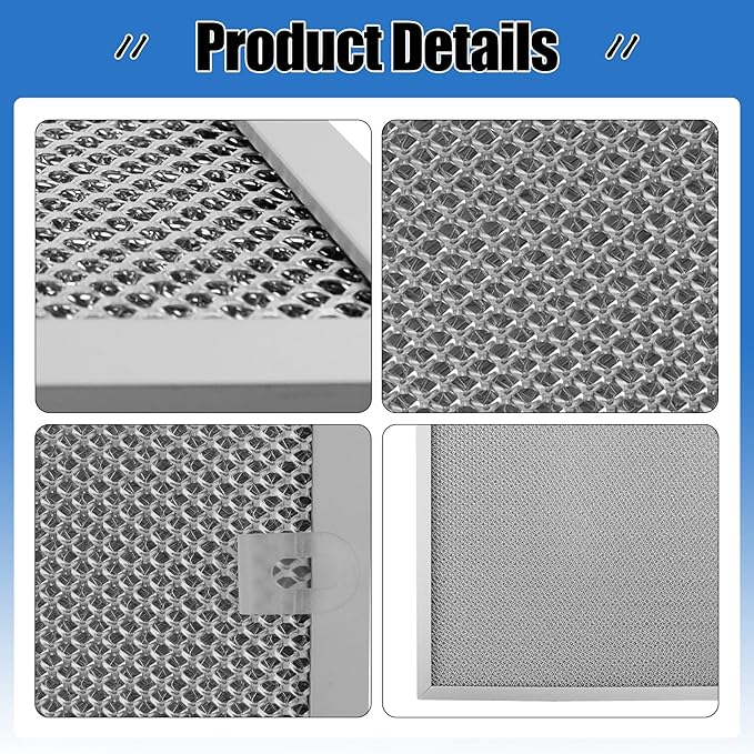 2Pcs Range Hood Grease Filter, 11-1/4” X 17-1/4” X 3/8" Grease Filter Replace for W10419114 W10834041 W11176974 4547137 AP6285612 PS12348521 EAP12348521 W11177751,Compatible with Whirlpool