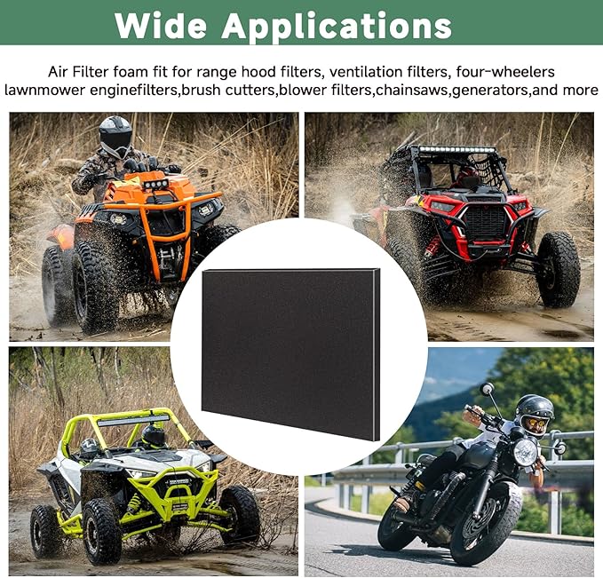 Washable Foam Air Filter Material Sheet for Uni Filter-BF-1 BF1 18" X 15" X 5/8" 65-PPI Black Fine Filter Foam Sheet Cut to Fit Air Filter Pads for Most Motorcycle ATV Scooters Dirt Bike UTV