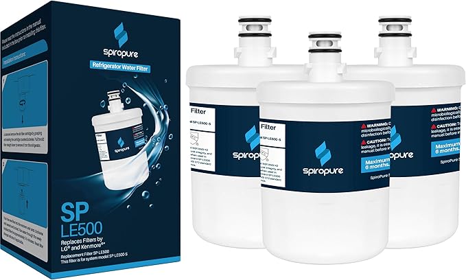 SpiroPure SP-LE500 NSF Certified Refrigerator Water Filter Replacement for GEN11042F08, LT-500P, 5231JA2002A, 9890, ADQ72910901 ADQ72910902, GEN11042F-08 (3 Pack)