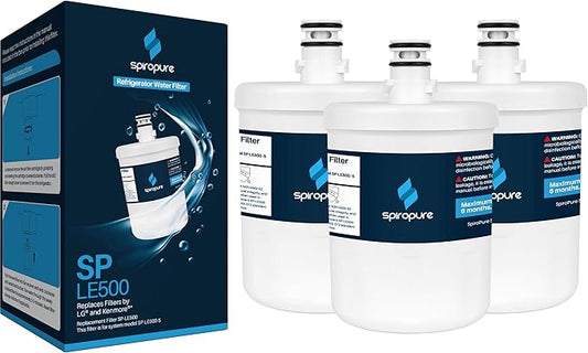 SpiroPure SP-LE500 NSF Certified Refrigerator Water Filter Replacement for GEN11042F08, LT-500P, 5231JA2002A, 9890, ADQ72910901 ADQ72910902, GEN11042F-08 (3 Pack)