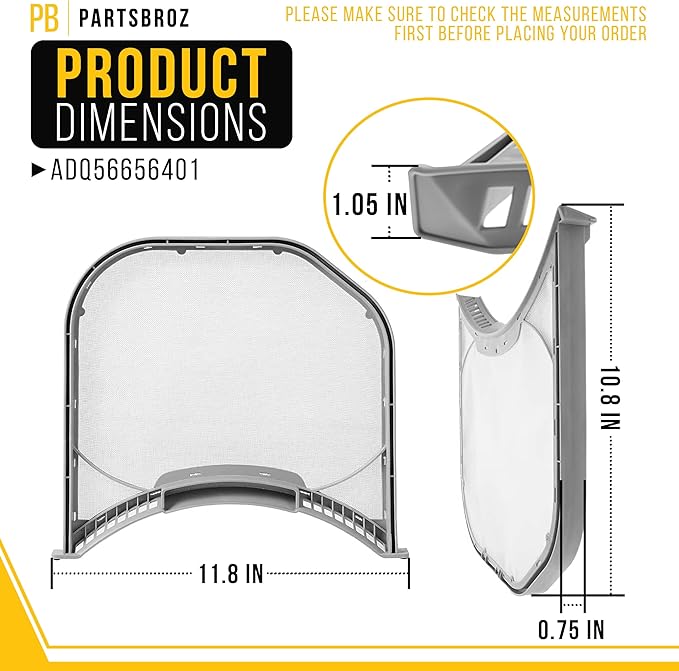 PartsBroz ADQ56656401 Dryer Lint Filter Screen for LG Dryer Lint Filter Replacement, Kenmore Lint Trap Replacement Elite Clothes Dryer Vent Part ADQ566564 PS3531962 DLE3500W DLE3170W DLE3600W DLE3400W